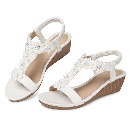 SHIBEVER Wedge Sandals for Women Dressy: Summer Platform Comfortable Low Wedges Womens Sandal - Image 1