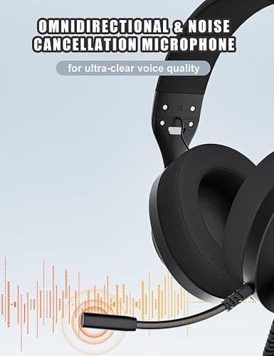 WIRWTRU S30 Gaming Headset with Microphone,198g Lightweight Design, Wired Gaming Headphones for Xbox, Xbox Series X|S, PS5, PS4, Switch, PC, Noise Cancelling Mic, Soft Earmuffs (Black) thumbnail 4