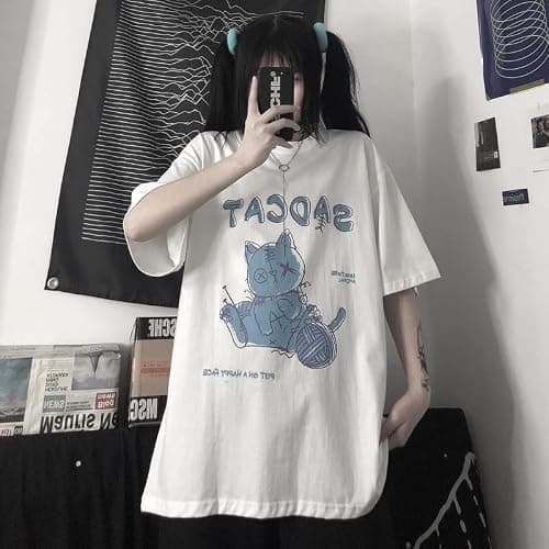 Harajuku Style Woman T-Shirt ins Style Cute Cartoon top Loose Short-Sleeved T-Shirt Kawaii Clothes thumbnail 2