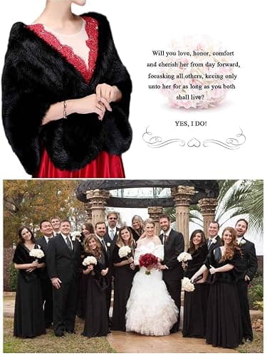 Jovono mariage secret et Châle en fausse fourrure sans manches pour femmes et les filles thumbnail 7