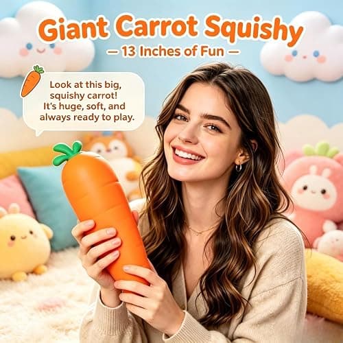 13In Carrot Squishy, Jumbo Squishy Carrot Giant Big Realistic Carrots Moldable Soft Squishys Slow Rising Stress Ball for Anxiety Stress Party Favor for Adults (13IN Carrot) thumbnail 3