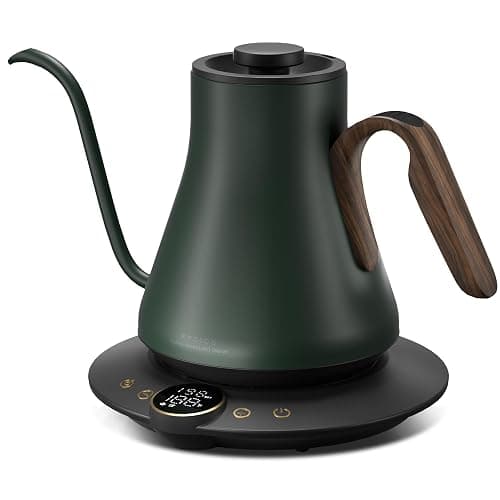 INTASTING Gooseneck Electric Kettle with ±1℉ Temperature Control for Pour Over Coffee & Tea, Quick Heating, BPA-Free Stainless Steel, Built-in Brew Timer, 1500W/0.9L (Forest Green) - Image 1