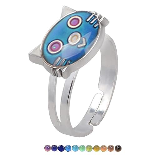Carykon 2 PCS Oval Mood Ring Retro Style Adjustable Finger Ring For lovers Friends-One size fits all thumbnail 2
