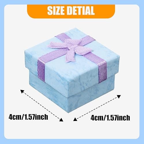 Sureio 24 Pack Jewelry Gift Boxes Jewelry Box Gift Cases Cotton Filled Cardboard Paper Box Bracelets Bangle Necklace Gift Case with Ribbon Bow for Birthday Wedding 12 Colors, 1.6 x 1.6 Inches thumbnail 2