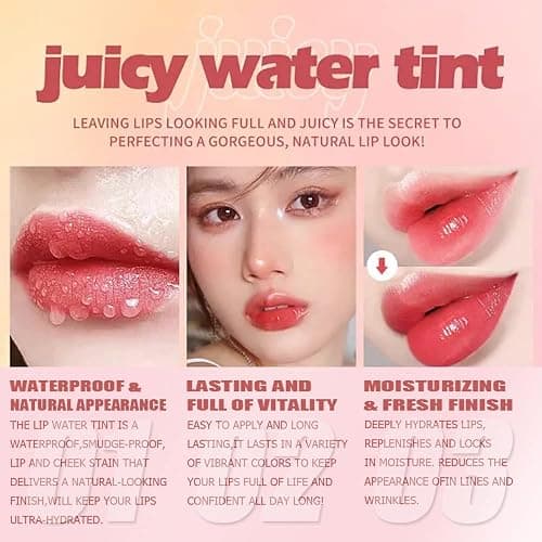 6 Colors Lip Tint Stain Set, Korean Velvet Watery Lip Stain Moisturizing Mini Liquid Lipstick, Multi-use Lip and Cheek Tint, Long lasting Non-Stick Cup Waterproof, Lip Color Makeup thumbnail 5