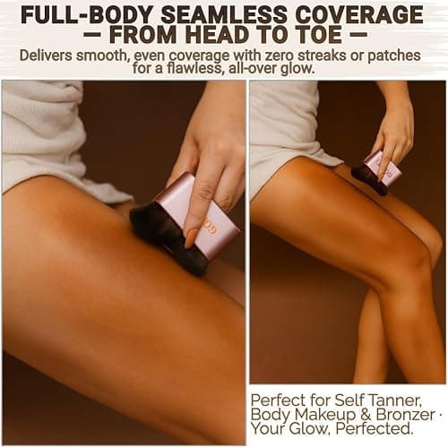 GOERTI Professional Body Makeup Brush for Blending Liquid Foundation Self Tanner Vegan Face Kabuki Brush for Body Self Tan Bronzer Shimmer Glow Concealers Cream Powder High Density Body Brush thumbnail 6