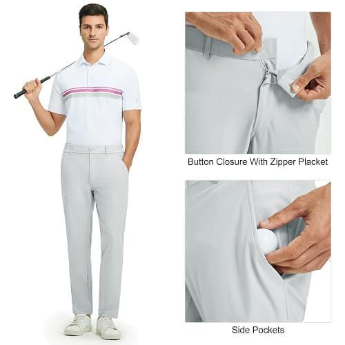 M MAELREG Mens Golf Pants Stretch 30"/32"/34" Classic Fit Quick Dry Lightweight Casual Work Dress Trousers with Pockets thumbnail 6