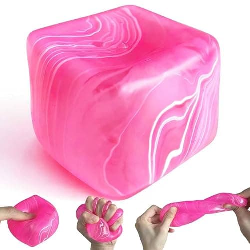 2.2 Inch Slow Rise Fidget Toys,Squishies Ice Cube Shape, Sensory Toy for Kids, Stress Relief Squeeze Balls, Easter Basket Stuffers for Boys Girl(Pink) - Image 1
