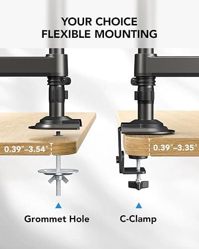 HUANUO 17-32 Inch Dual Monitor Stand, Gas Spring Dual Monitor Mount, Monitor Stand 2 Monitors, Ergonomic Adjustable Tilt/Swivel/Rotate, Weight Max 19.8 lbs, VESA 75/100mm thumbnail 7