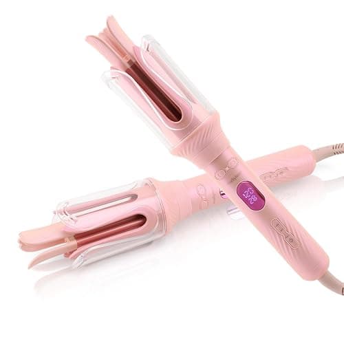 Automatic Rotating Curling Iron Hair Curler for Kids, Sakura Pink | Anti-Scald Adjustable 210-410℉ 12 Temperature Settings 3 Smart Timer Modes Dual Voltage Ceramic Curling Wand - Image 1