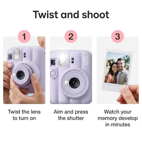 Fujifilm Instax Mini 13 Instant Camera Frost Blue + Fuji Film Value Pack (40 Sheets) + Tudak Accessories Bundle, Incl. Compatible Carrying Case, Quicksand Beads Photo Album 64 Pockets thumbnail 5