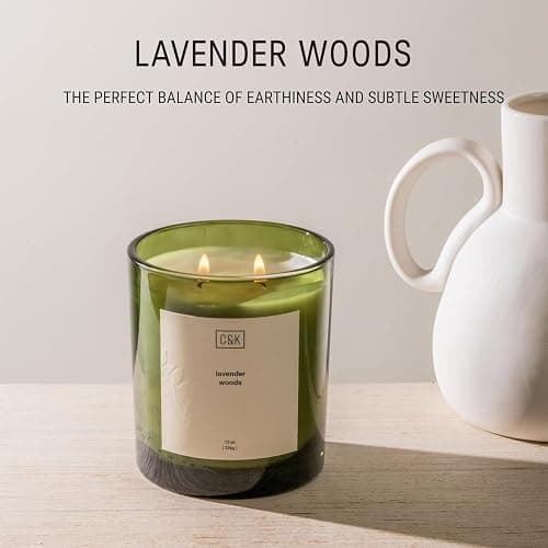 Craft & Kin Lavender Scented Candles | 12oz Premium Lavender Woods Winter Scented Candles for Men and Women | Candles Made with Natural Soy | Nature Collection thumbnail 3