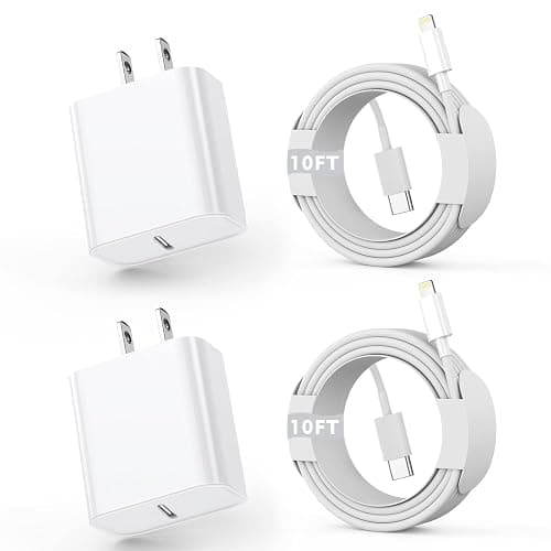 iPhone Fast Charger, [Apple Certified] 2Pack 10FT Extra Long Fast Charging USB C to Lightning Cable Cords with PD USB C Wall Charger Block for Apple iPhone 14/13/12/11/Pro/Pro Max/11/Xs Max/XR/X, iPad - Image 1