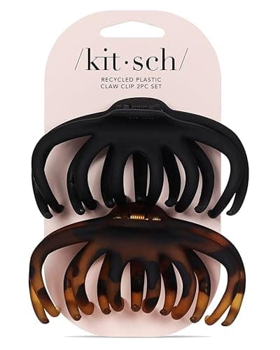 Kitsch Octopus Claw Clips for Women - Cute & Stylish Hair Clips for Everyday Use, Octopus Claw Clip for Thick Hair - Black & Tortoise, 2pcs
