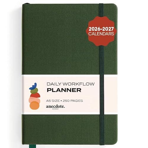 Anecdote Daily Planner w 2026-2027 Calendar, Start Anytime 26 Weeks Undated | 1 Page per Day | 8.5" x 5.2" | Hardcover To-Do List Organizer, Plan Your Success, Achieve Productivity Goals - Image 1