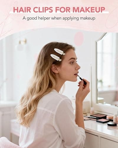 Amizo 6 Pcs Creaseless Flat Hair Clips for Makeup and Daily Beauty Routine | No Crease Design, No Bend Styling, Gold Metal Handles, Hold Bangs for Women and Girls, During Skin Care and Getting Ready thumbnail 6