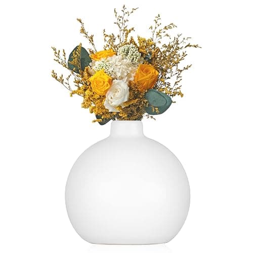 YAJODI Ceramic Vase Small White Vase- Flower Vases for Home Decor, Dry Flower Vases for Modern Farmhouse, Living Room Decoration, Table Décor, Bookshelf, Mantle, Entryway (White) - Image 1