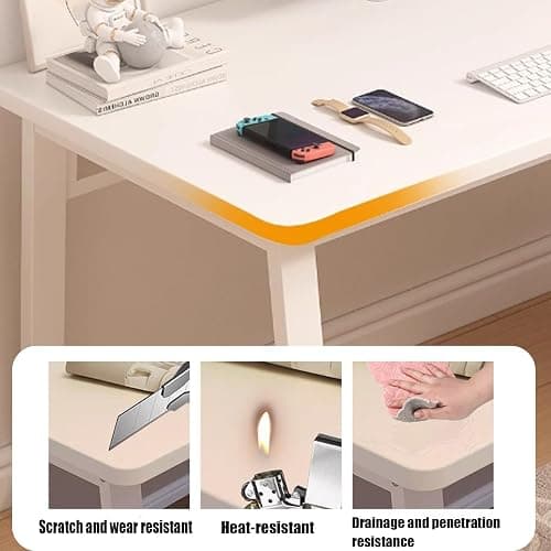 XUEGW Computer Desk Modern Simple Style Desk for Home Office, 31.5 inch White Small Writing Table Study Corner Work Desk for Bedroom thumbnail 4
