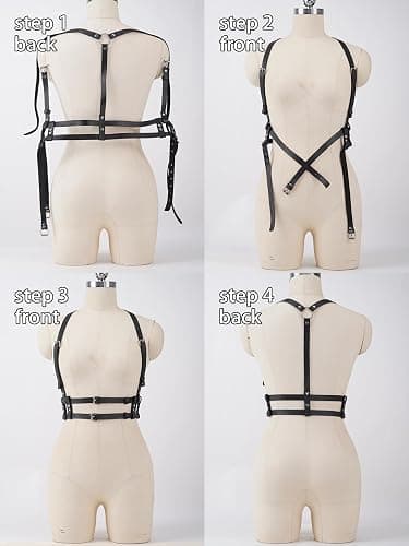 WARANDOD Women Adjustable Faux Leather Harness Punk Fashion Waist Belt with Alloy Buckles for Dresses Shirts Blazers(S-XXXL) thumbnail 7