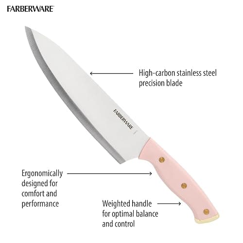 Farberware 15-Piece Knife Block Set with Black Soft-Grip Handles and Graphite Block - Kitchen Knife Set with Chef Knife, Steak Knives, Shears and Sharpening Steel thumbnail 7
