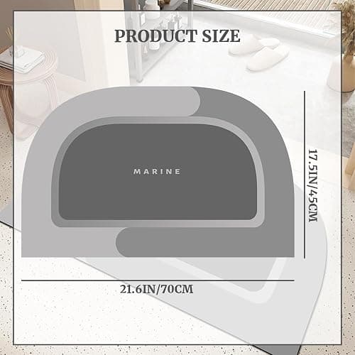 Super Absorbent Bath Mat, Quick Drying Bath Rugs, Absorbent Floor Mat for Bathroom, Magic Mat Non Slip Anti Mould, Rubber Non-slip Bottom, Simple Kitchen Door Mat (Light Gray, 45x70 cm, Semicircular) thumbnail 2