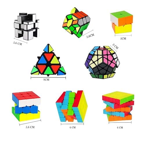 Speed Cubes, [8Pack] Magic Cubes，Puzzle Cube - Megaminx Mirror Pyramid 2x2 3x3 4x4 5x5 Puzzle Cube Collection Speed Cube Bundles for Kids& Adults thumbnail 3