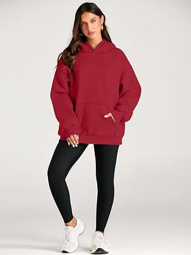 Trendy Queen Womens Oversized Hoodies Fleece Sweatshirts Fall Fashion 2025 Pullover Sweaters Winter Clothes - Fiery Red - Small thumbnail 5