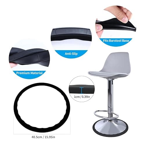4 Pack Bar Stools Leg Protectors Ring, Non Slip Silicone Chair Leg Floor Protector, Pads Bottom Protect Wooden Floor No Scratches No Noise Anti-Slip, Stretchable Fits 16.5" to 18.5" Chair Base, Black thumbnail 5