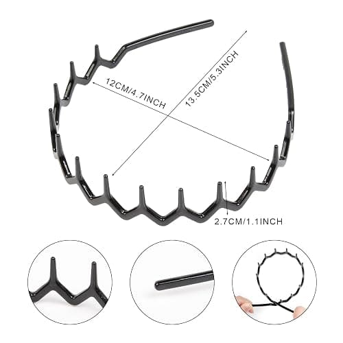 AIBFRID Zig Zag Headbands for Women Men Girls, Plastic Head Bands with Teeth Zigzag Fashion Hair Styling Accessories Wavy Shark Tooth Comb Headband Non Slip Trendy Hair Bands for Women’s Hair, 6 Packs thumbnail 3