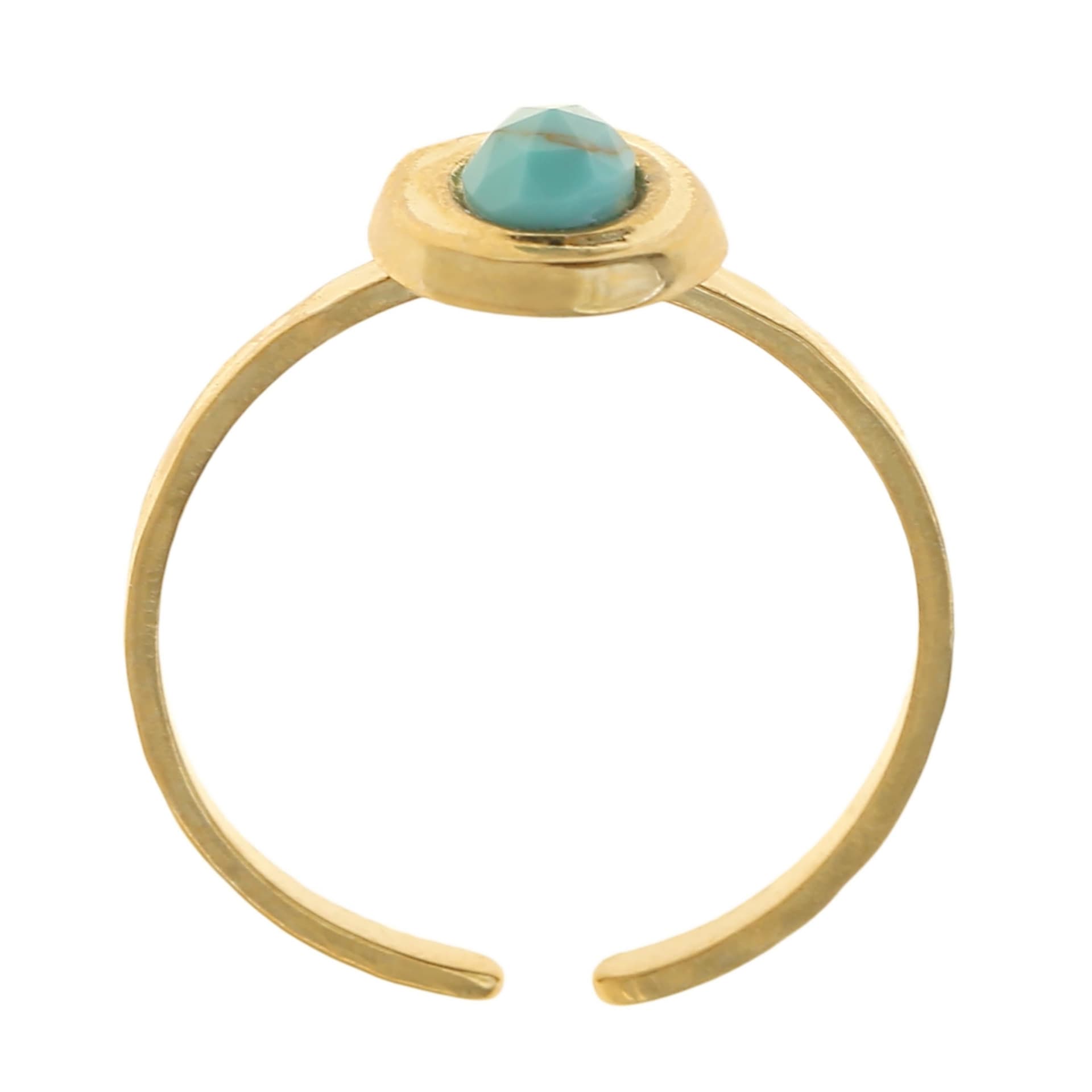 Made by Nami Women's Golden Boho Ring with Turquoise Stone Surgical Stainless Steel Minimalist Gemstone Adjustable Waterproof Jewellery Hypoallergenic Gift for You thumbnail 6