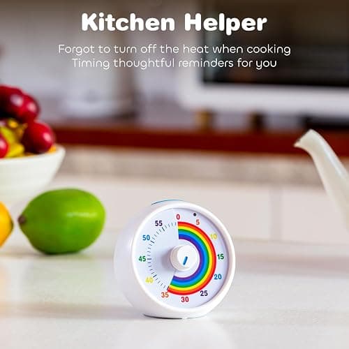 Visual Timer for Kids, 60-Minute Countdown Timer for Classroom Office Kitchen, Desk Timer Kids Time Management Tools with Silent Operation, Pomodoro Timer Rainbow Pattern (White) thumbnail 6