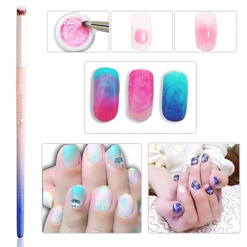 HYWWPFLAY 6pieces Ombre Nail Brush Wood Nail Pen Ombre Brush for Gel Nails Nail Gradient Brush Nail Design Brushes Nail Painting Kit Nail Art Tools Acrylic Nail Accessories thumbnail 2