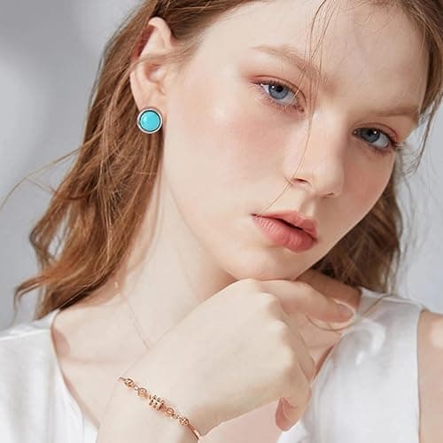 NEWITIN 14 Pairs Turquoise Stud Earrings for Women Hypoallergenic Earring ‌Turquoises Jewelry Gemstone Oval Round Flower Shape Square Studs Turquoise Earrings for Women thumbnail 7