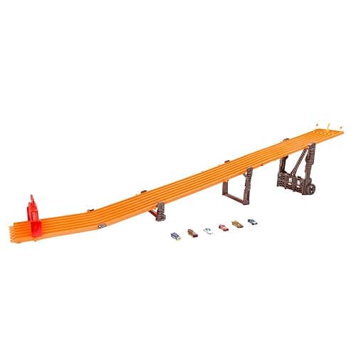 Hot Wheels Toy Car Playset with Lights, Sounds & 6 1:64 Scale Vehicles, Super 6-Lane Raceway, 8-foot Track that Rolls Up for Storage (Amazon Exclusive) thumbnail 5