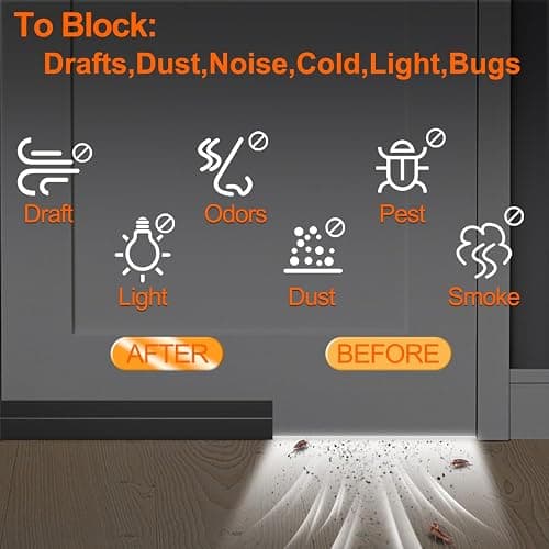 Ormein Door Draft Stopper, Adjustable Weather Stripping Seal for Cold Insulation, Bottom/Under Sweep for Exterior & Interior Doors, Seal Blocker Noise, Black, 39 inches thumbnail 7