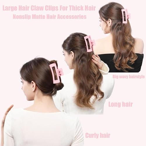 18 Pack Hair Claw Clips,Hair Clips For Women,Large Hair Claw Clips For Thick Hair,Nonslip Matte Hair Clips Hair Accessories Women Girl Birthday Christmas Gift (18 Pack Pink) thumbnail 4