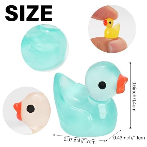 CRTWDMAN 240Pcs Luminous Mini Resin Ducks,Tiny Duck Glow in The Dark,Little Ducks,Small Ducks to Hide,Miniature Figures for Party Favor thumbnail 3