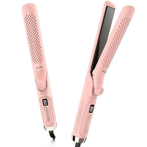 MESCOMB 360° Airflow Styler Curling Iron - Dual Voltage Hair Straightener and Curler 2 in 1 with Vented Cool Air to Lock in Style, 1.25 Inch Flat Iron Hair Straightener, Long Curling Wand, Adjust Temp - Image 1