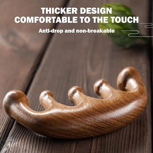 Cureder Wooden Scalp Massager - Handmade 100% Natural Green Sandalwood Wide Tooth Combs - Wood Massage Comb & Sandalwood Comb for Luxurious Hair Care thumbnail 6