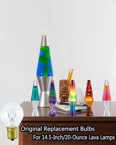 Lava Lamp Bulbs,25 Watt Original Replacement Bulbs for 14.5-Inch/20-Ounce Lava Lamp, High Temp Resistance, High-Output Heat S11 Bulb /120 Volt,Dimmable - Warm White-6 Pack thumbnail 6