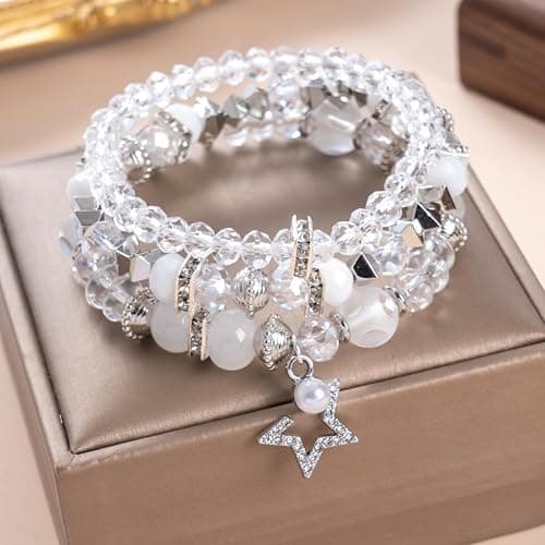 MMIUAEG Vintage Y2K Star Crystals Bracelets Colorful Acrylic Beads Layered Stackable Bracelets Punk Star Charm Y2K Accessory Wristlets Grunge Party Jewelry thumbnail 4