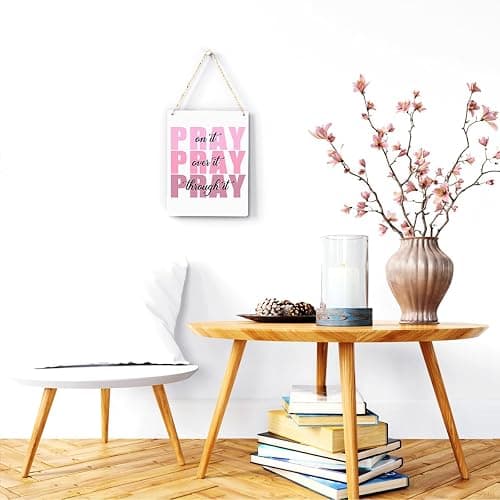 Pink Wall Decor Bible Verse Wall Art Christian Gifts for Women Room Decor for Women Girls Room Decoration Office Wall Decoration for Woman Bedroom Decor for Teen Girls Inspirational Decoration Pray Over It Wall Art thumbnail 2