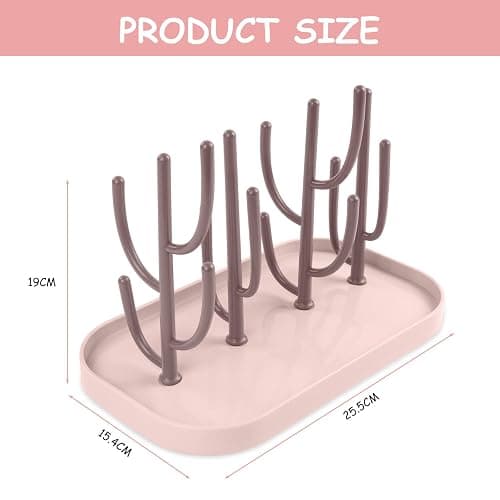 Vicloon Estante de Secado de Botellas,Escurridor de Biberones,Soporte para Secar Biberones,Fácil Montaje y Desmontaje para bebés y niños(Rosa) thumbnail 2