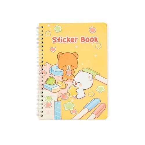 Happy Memories Sticker Collecting Book 100 Pages Authentic Milk Mocha Bear Merchandise Hardcover Album Waxed Paper for Collectors Kids Stickers Holder Storage Organizer Blank Release Sheets Cute - Image 1
