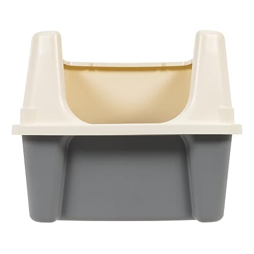 Amazon Basics Large Cat Litter Box with High Sides, Open Top, Includes Scoop, 19 x 15 x 11.75 inches, Grey/Beige thumbnail 4
