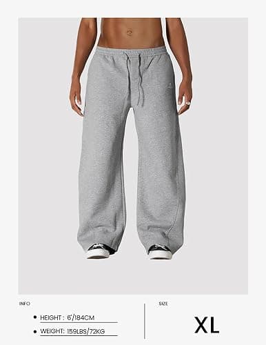 Aelfric Eden Baggy Jogginghose Herren Basic Sporthose Damen Lang Sweatpants Weites Bein Unisex Trainingshose mit Taschen Bequeme Freizeithose Streetwear High Waist Lockere Hose thumbnail 2