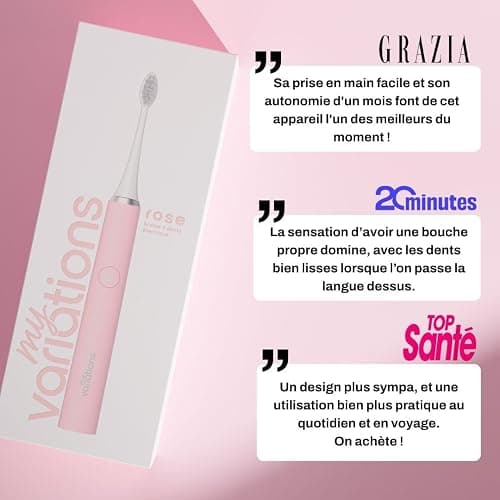 My Variations ® - Brosse à Dents Électrique - Technologie Sonique - 1 Mois d'Autonomie - 5 Modes de Brossage - Minuteur de 2 Min Intégré - Recommandé par les Dentistes - Chargement USB-C - Rose thumbnail 5