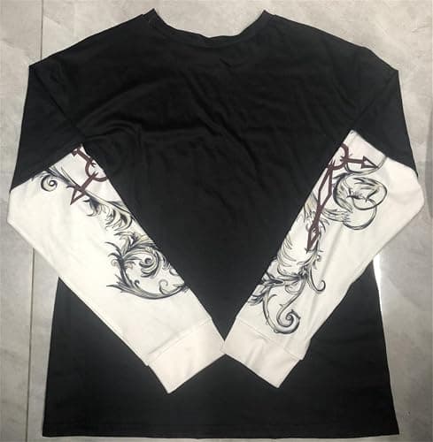 Y2k Fairy Grunge Graphic Long Sleeve Tees Tops Women E-Girls Aesthetic Gothic Skull Print Baggy T Shirts Emo Clothes - 0-black Retro Fashion Uiui - Small thumbnail 5
