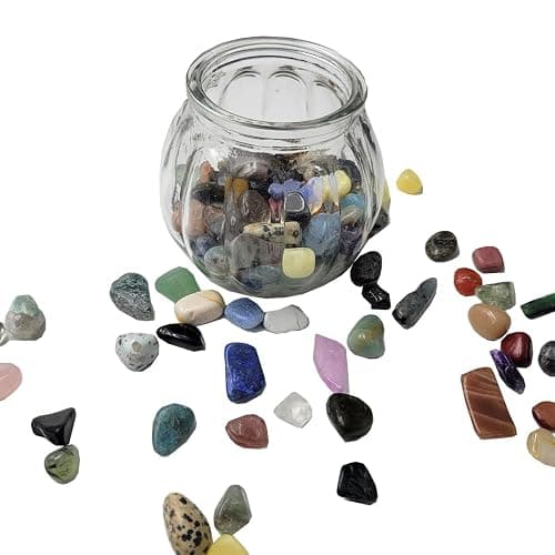 60Kinds+ Gemstones and Crystals Set,Bulk Tumbled Chips Crystals for Jewelry Making,Crushed Stones Rocks and Minerals Science Kit (0.55lb(60-65types)) thumbnail 7