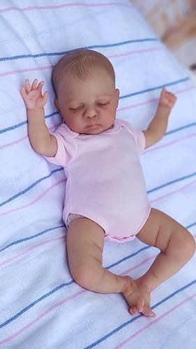 RXDOLL Mini Reborn Baby Dolls Girl Age 3+ 10 Inch Realistic Small Newborn Doll Eyes Closed Lifelike Tiny Silicone Baby That Look Real Cloth Body Vinyl Handmade Baby Doll Toys thumbnail 2